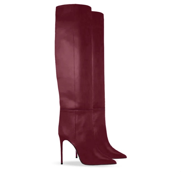 identita Shoes - Chic Burgundy Stiletto Heeled Boots DAYNA PELLE BURGUNDY